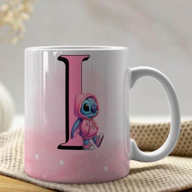 Imagem de Caneca De Porcelana Stitch Letras A-z 325ml Rosa I