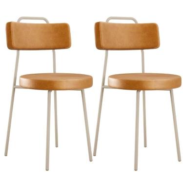 Imagem de Kit 02 Cadeiras Decorativas Estofada Sala Jantar Barcelona Arena L02 Couríssimo Whisky - Lyam