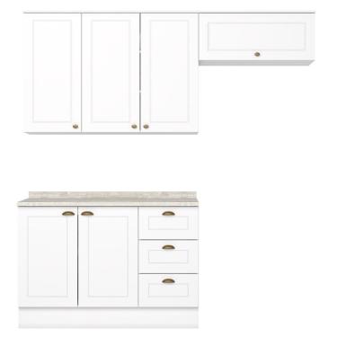 Imagem de Cozinha Modulada 4 Portas Balcao Tampo 200 Cm Americana Branco Calcare Henn