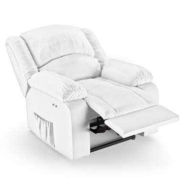 Imagem de Poltrona Do Papai Reclinável Pietra Power Touch Massagem Fh9 Pu Branco - Mpozenato