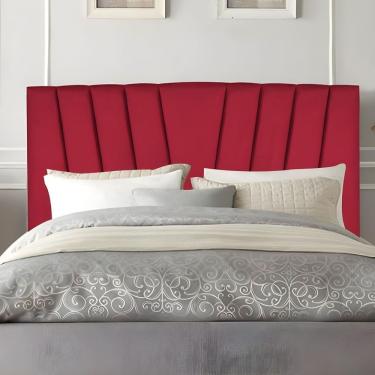 Imagem de Cabeceira King Cama Box Estofada 195 Cm Emma Suede Vermelho