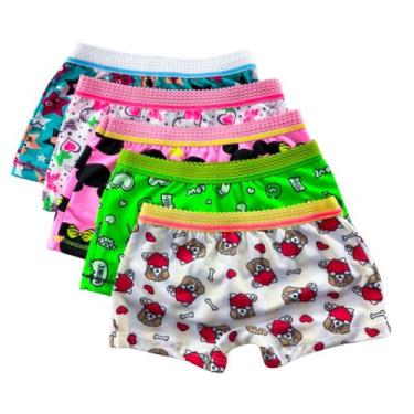 Imagem de kit com 10 Calcinha Infantil Estampada Boxer feminina Forro - Sol Maga