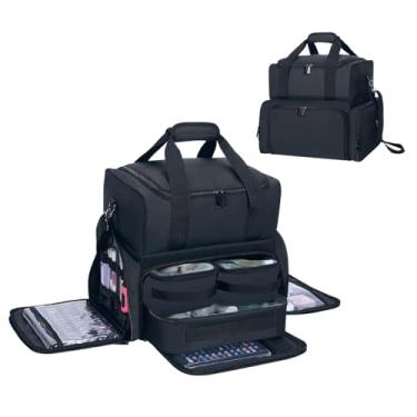 Imagem de UOZL Grande Bolsa De Maquiagem Com 3 Estojos Removíveis E 2 Divisórias, Organizador Viagem Camada Dupla, Seção Pincéis, Preta