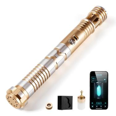 Imagem de CUSTOM SABER Sensitive Smooth Swing Xenopixel Light Saber, Motion Control to Ignite Blade, 12 Types Blade Mode, 34 Sound Fonts Infinite Color Changing, Rechargeable Light Saber-Gold