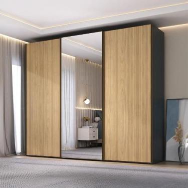 Imagem de Guarda Roupa Casal 2,74m 3 Portas de Correr com Espelho - Mambel Q, Gr