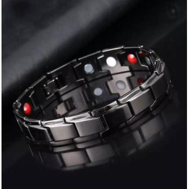Imagem de Pulseira Magnética Unissex Equilíbrio Força Com Íons Energia Cor Preto