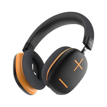 Imagem de Basike Fones De Ouvido Sem Fio, Headphone Bluetooth on-ear com Microfone, Até 50 Horas de Música, HQ182B (Laranja Preto)