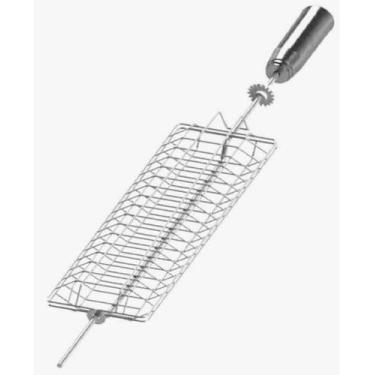 Imagem de Espeto Grelha Para Asinha De Frango Coração Peixe Pão De Alho - Aço Ar