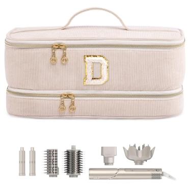 Imagem de ELCUPA Bolsa de viagem personalizada inicial para secador de cabelo de camada dupla compatível com Shark FlexStyle/SmoothStyle, Dysson Airwrap e Superpersonic – Organizador de ferramentas de cabelo