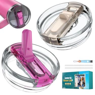 Imagem de Tampa flip de canudo de 1,134 g para copo Stanley Quencher H2.0, 2 pacotes de substituição de tampa à prova de vazamento para Stanley Cup Accessories ProTour