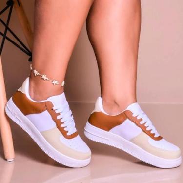 Imagem de Tenis Feminino Casual Unissex Branco 34 Ao 43 Macio Confortável Branco