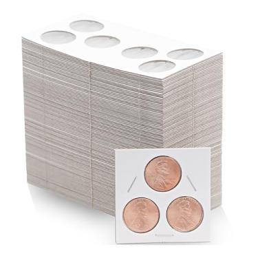 Imagem de Porta-papel 100 3-Hole Penny 2x2 Premium Cardboard Coin Flip Paper Holders Mylar Archival Safe Storage