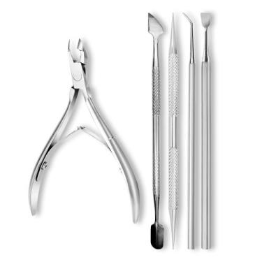 Imagem de Kit Manicure Unha Cutícula Completo Profissional Alicate Inox Espátula