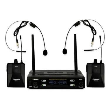 Imagem de Microfone Sem Fio Duplo de Cabeca UHF SD-28 BB - Soundrix