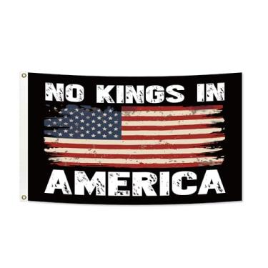 Imagem de Bandeira No Kings In Amer-ica de 9,5 x 1,5 m para decoração externa de jardim e quintal