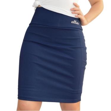 Imagem de Short Saia Reta Fitness Alta Compressão Cós Alto UV50+ Poliamida Moda 