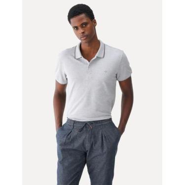 Imagem de Polo Dudalina Masculina Piquet Gola Frisos Degrade Cinza Mescla, S/P