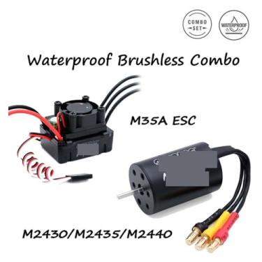 Imagem de Carro M35A ESC 2-3S M2430/2435/2440 Combo de motor sem escovas à prova d'água para Wltoys 1/16 1/18 RC caminhão monstro carro barco peças (M2435 3200KV 35A XT)