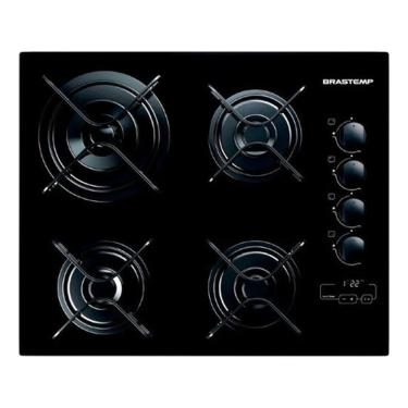 Imagem de Cooktop A Gas Vidro Timer Touch 4 Bocas 49x59cm - Brastemp