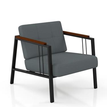 Imagem de Poltrona Decorativa Pomezia Estilo Industrial Preto/cinza - M.a