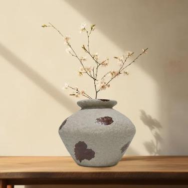 Imagem de MAHOT Vaso grande de cerâmica rústica para casa de fazenda, vaso decorativo de terracota antigo moderno de 22,5 cm. Adequado para decoração de casa, decoração de interiores, decoração de cozinha, para