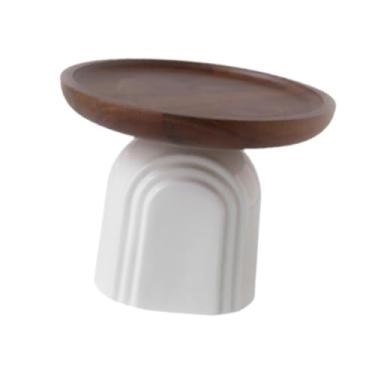 Imagem de IEUDNS Suporte de madeira para bolo, decoração de sobremesas, prato para cupcakes, bandeja de servir, pedestal para bolo, suporte para chá de bebê, festa de, 6 Inch