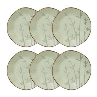 Imagem de Conjunto 6 Pratos Fundo 22,5 Cm Ryo Bambu Porcelana Oxford