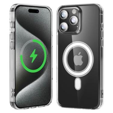 Imagem de Capa para iPhone 15 Pro Max, Capinha Clear Case Magnetica Compativel com Mag-Safe Anti-Amarelamento Transparente, Resistente a Riscos e Anti Impacto Capa de Telefone para iPhone 15 Pro Max