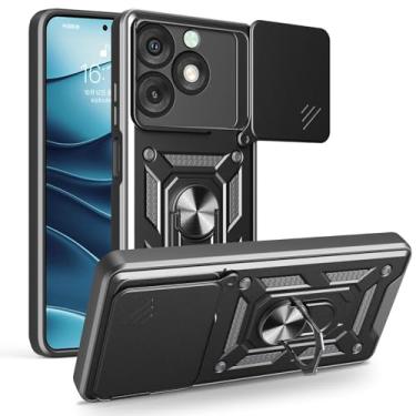 Imagem de Kukoufey Capa compatível com itel A50 4G, com capa de lente de câmera deslizante compatível com itel A50 4G A507LXU capa preta