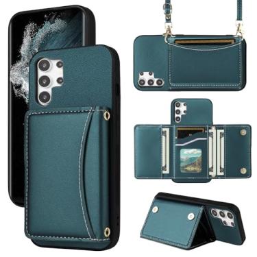 Imagem de Furiet Capa carteira para Samsung Galaxy S25 Ultra 5G com alça transversal de couro PU porta-cartão à prova de choque resistente capa de celular fina para S25Ultra 25S S 25 25Ultra 6.9 2025 Verde