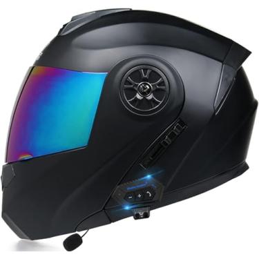 Imagem de Capacete Bluetooth Modular Para Motocicleta, Aprovado Pelo Dot Bluetooth Fm Full Face Flip Up Front Helmet Para Adultos Homens Mulheres Ciclomotor Street Racing Com Microfone Par, D, XL(61~62cm)