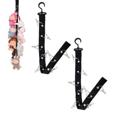 Imagem de 2 Peças Corrente para Armazenamento de Peluches, Expositor Pendurado Brinquedos Peluche com 8 Clipes Metal Organizador de Parede e Porta para Bonecas 15-17 cm ou Chapéus Cachecol (Preto)
