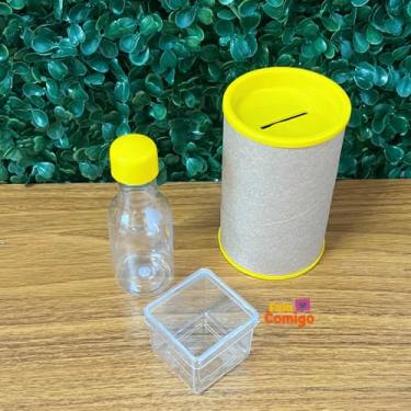 Imagem de Kit Festa 60 Lembrancinhas Acrícilico Caixinhas Cofrinhos e Garrafinhas - Fala Comigo (Amarelo)