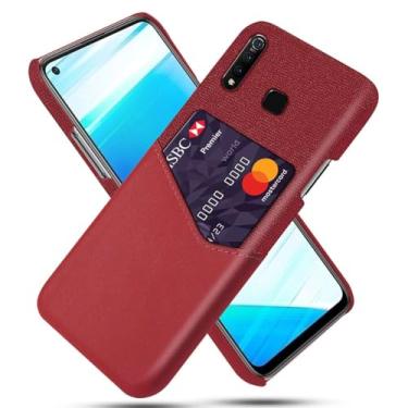 Imagem de Capa para VIVO Z5x Z1 Pro,Anti-deslizamento,Proteção contra quedas de 360°,Resistência à impressão digital,Tela e caso de couro PU com 1 slot de cartão atrás-Red