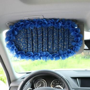 Imagem de Lindo estojo de armazenamento de CD fofo, clipe organizador de viseira de sol de renda de pelúcia, bolsa de bolso multifuncional para cartão, universal para carro (6)