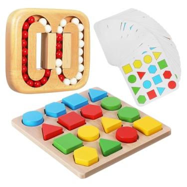 Imagem de TOYANDONA 1 Conjunto de Quebra-Cabeças em Madeira para Idosos: Atividades para Adultos Idosos - Jogo de Memória com Formas Geométricas - Jogo de Tabuleiro Cognitivo Portátil, Multicolorido,