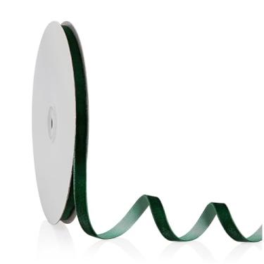 Imagem de Fita de veludo verde floresta 1/10.2 cm x 20 jardas, fita de Natal perfeita para decoração de guirlanda de árvore de Natal, enfeites de artesanato artesanal, embrulho de presente e fabricação de laços
