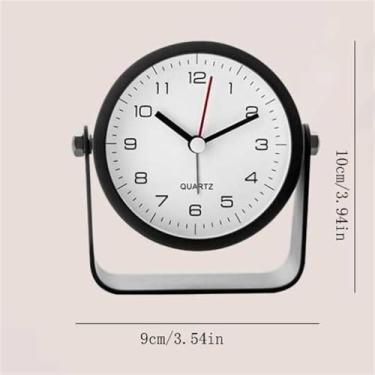 Imagem de Despertadores Prateleira analógica redonda despertador para sala de estar quarto escritório escola adulto presente multifuncional despertador com luz noturna Relógio de cabeceira(Preto)