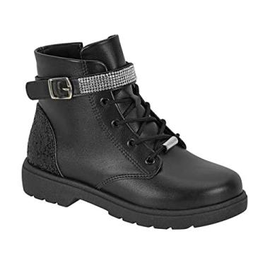 Imagem de Bota Infantil Molekinha Cadarço Strass Original 2164.132 - Preto - 35