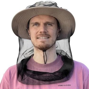 Imagem de Mosquito Head Net para proteção contra insetos, moscas e insetos – rede de malha de qualidade para viagens, acampamento, jardinagem, Safari e pesca – serve para todos os tipos de chapéus para homens e mulheres