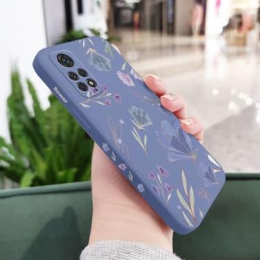 Imagem de Capa de celular com estampa de flores para Xiaomi Redmi Note 14, 13, 12, 11, 11S, 11T, 10, 10A, 10T, 10S, 9T, 9, 8, 7 Pro Plus, 10C, 9A, 9C, 9T, 4G e 5G, azul claro, para Note 14Pro 5G