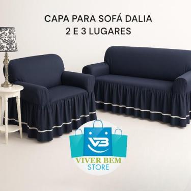 Imagem de Kit Capa Para Sofá Dalia 3 e 2 lugares - Viver Bem Store, Azul