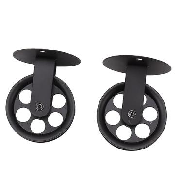 Imagem de Asixxsix Rodas de Polia Conjunto de 2 para Plug in Pendente, Polias de Montagem de Teto de Parede Vintage para Lâmpada de Suspensão, Polia de Montagem na Parede da Fazenda de Rodas