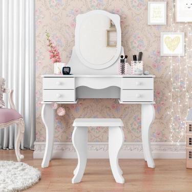 Imagem de Penteadeira 04 Gavetas Princesa Branca Com Banqueta - Patrimar