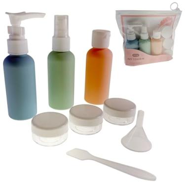 Imagem de Kit de 6 Frascos para Viagem Completo com Pump, Spray e Potes Porta Shampoo Creme + Necessaire