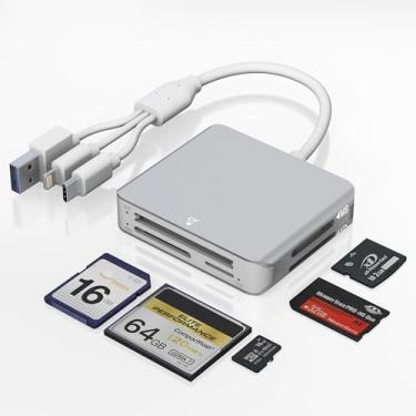 Imagem de Leitor adaptador Memory Stick Pro Duo 5 em 1 SD/TF/MS/CF/XD para iPhone/computador/dispositivo USB-C, Lightning de alumínio + USB A+USB C XD Suporte OTG, transferência rápida de dados