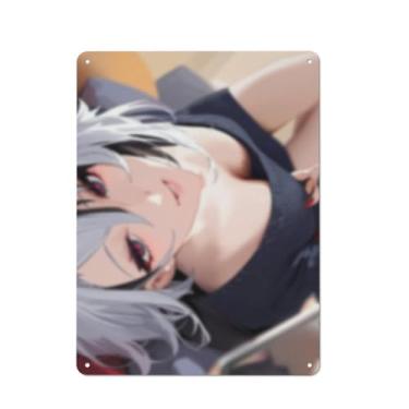 Imagem de Anime Sexy Bikini Hot Girl Pinup Girl Metal Tin Sign Wall Art Poster Decor for Home Bar Club Bedroom Bathroom Man Cave Otaku 30,5 x 40,6 cm, AF011