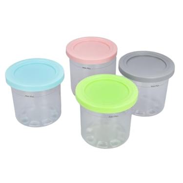 Imagem de 4pcs Ice Cream Recipiente Plástico Versátil Creme de Armazenamento Tuba de Tuba de Tuba Com Tamas Capinhas Para zer de Cozinha em casa Durável BPA Airtight Grade Combines