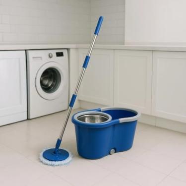 Imagem de Esfregão Mop Giratório com Balde Reforçado 360º – Cabo Inox e Refil Microfibra – Limpeza Doméstica - Cores Sortidas