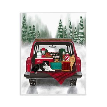 Imagem de Stupell Industries Design de arte de porta traseira de inverno com placa de parede de cachorro por Jilly Jack Designs, 14 x 11